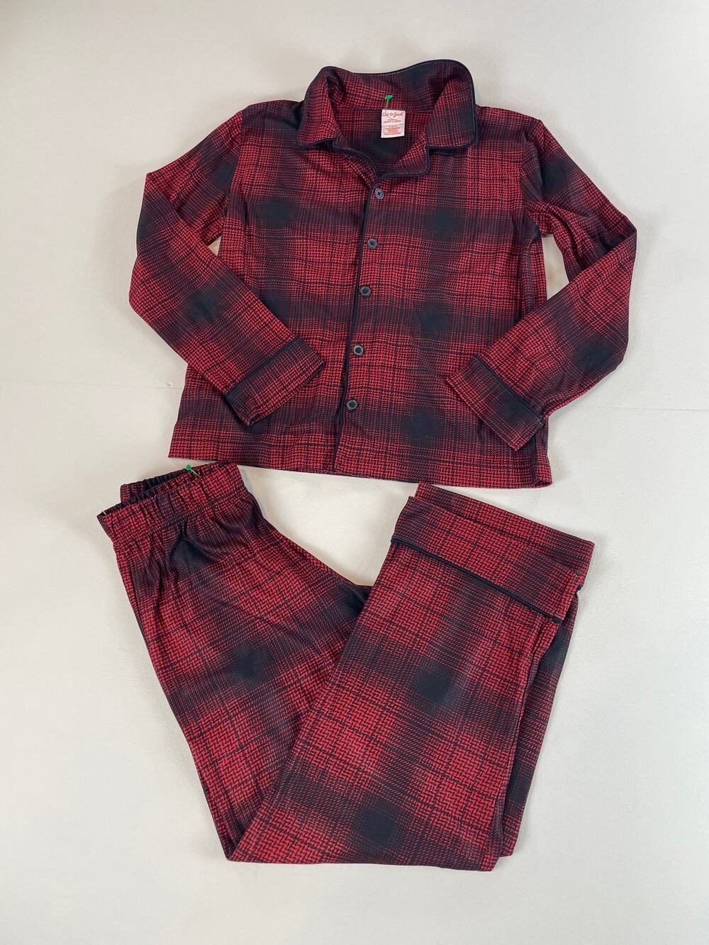 Cat & Jack Boys Red & Black Buffalo Plaid Fleece Pajama Set